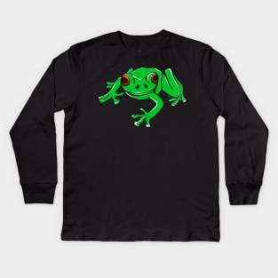 Tree Frog Green Amphibian Illustration Kids Long Sleeve T-Shirt